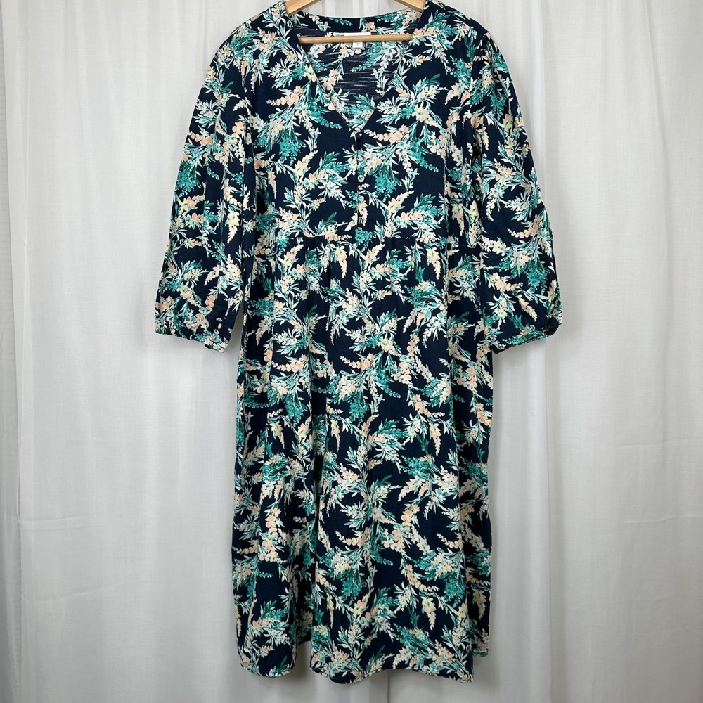 J Jill Floral Cotton Midi Dress Womens XL Multicolor Spring Wedding Vacation